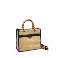 Vimoda - Sac tressé avec petit logo CC – Poignées bambou