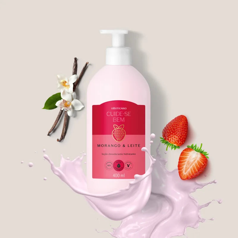 Lait Corps Hydratant Fraise et Lait Cuide-se Bem 400 ml