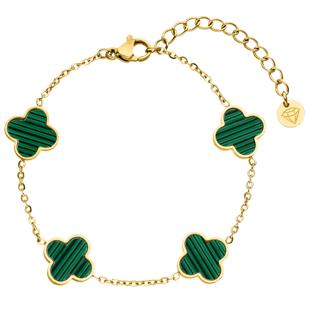 Bracelet Clover Green | Plaqué or 18 carats