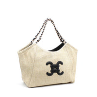 Vimoda - Sac cabas paille effet avec logo CC et anses chaîne