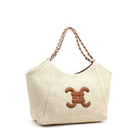 Vimoda - Sac cabas paille effet avec logo CC et anses chaîne
