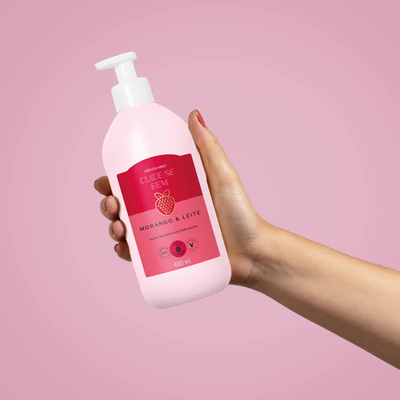 Lait Corps Hydratant Fraise et Lait Cuide-se Bem 400 ml O Boticário