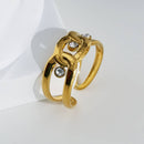 Bague Dorée Large Maillons Entrelacés Avec Strass
