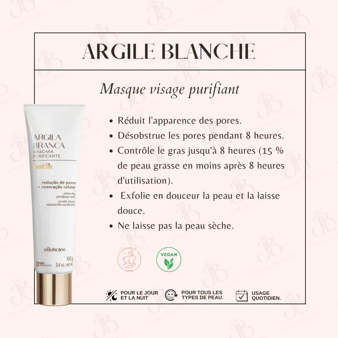 Botik Masque Visage Purifiant Argile Blanche 100g - JosikaBeauty